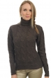 Cachemire pull femme col roule blanche marron chine m