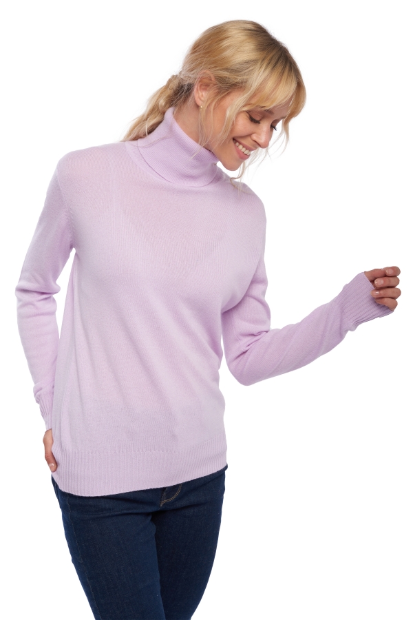 Cachemire pull femme col roule lili lilas s