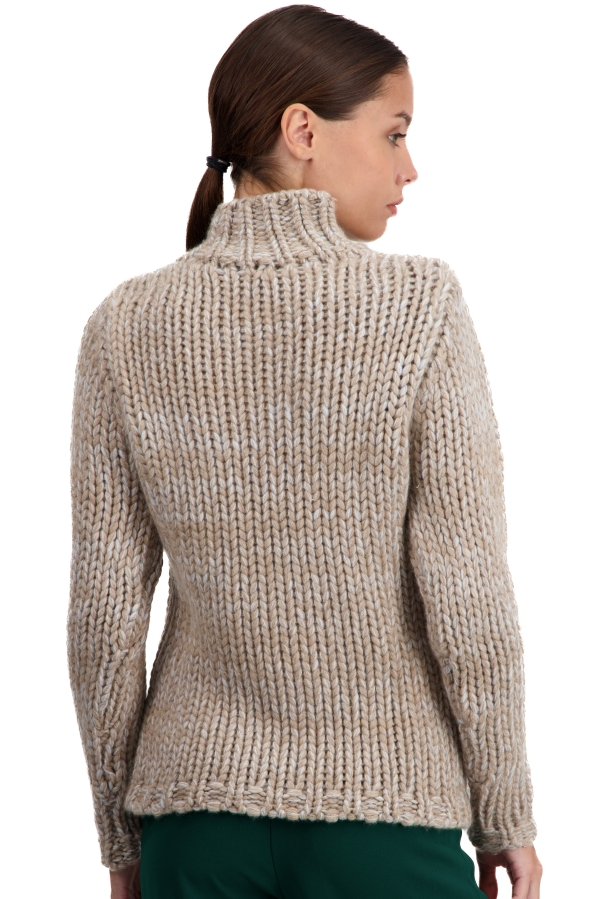 Cachemire pull femme col roule toxane natural brown natural ecru ciel s