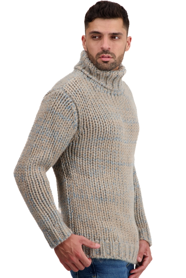 Cachemire pull homme col roule togo natural brown manor blue natural beige s