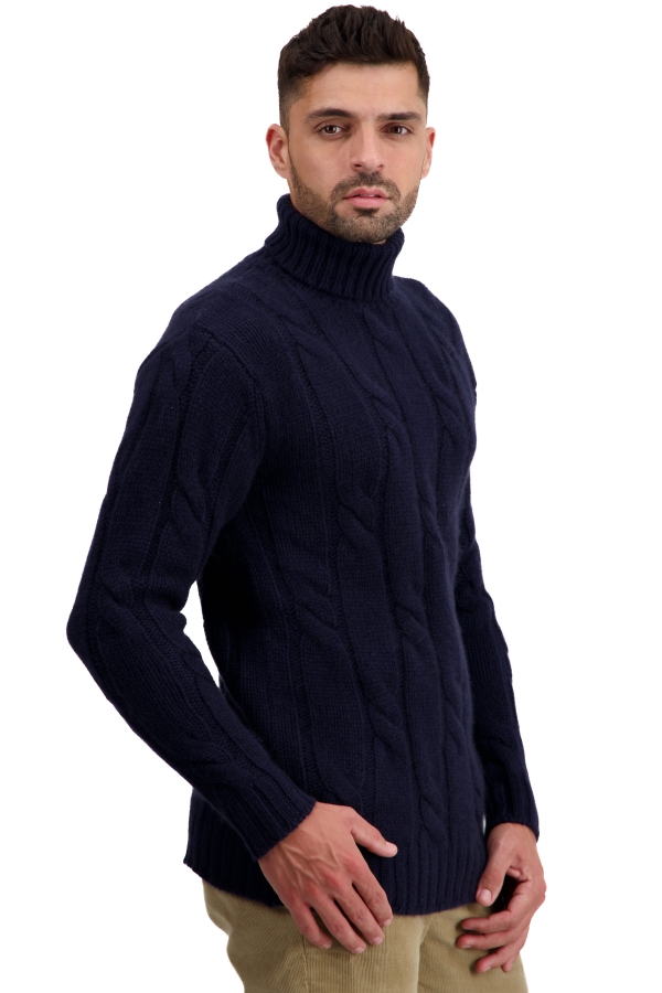 Cachemire pull homme col roule triton marine fonce 3xl