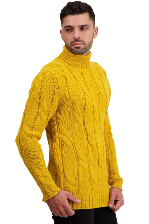 Cachemire pull homme col roule triton moutarde xl