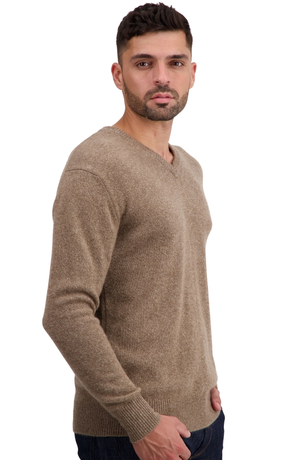 Cachemire pull homme col v tour first tan marl l