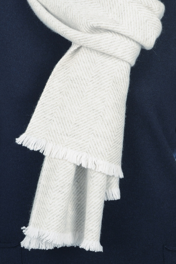 Cachemire pull homme orage blanc casse flanelle chine 200 x 35 cm