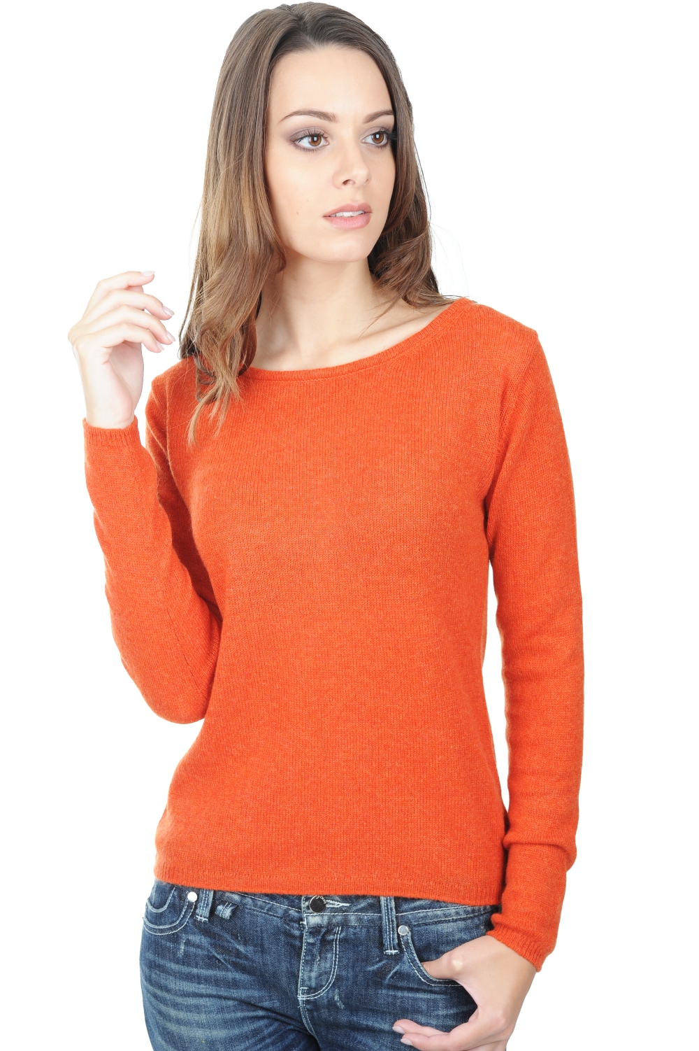 Cachemire pull femme col rond caleen paprika xs
