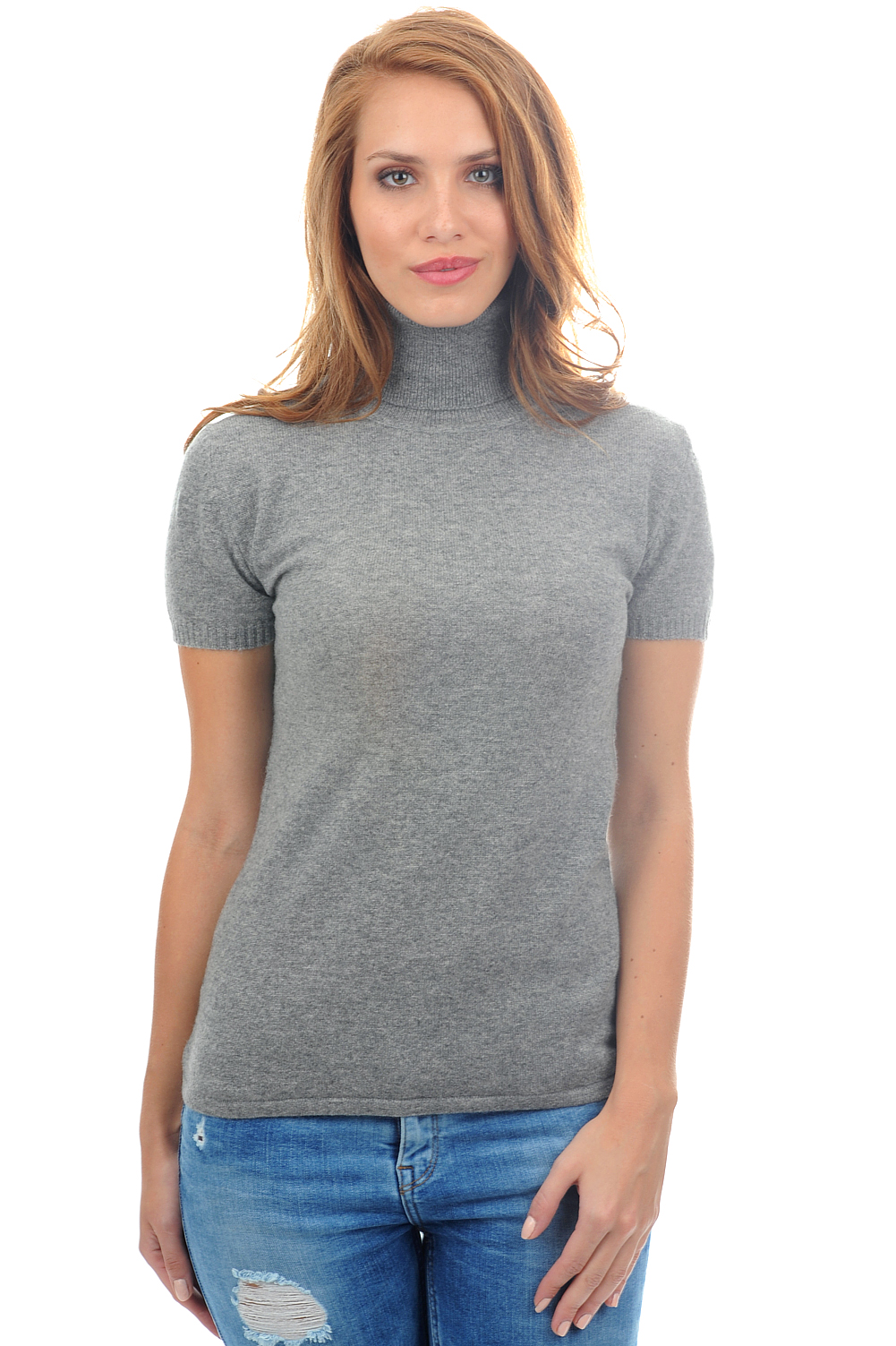 Cachemire pull femme col roule olivia gris chine l