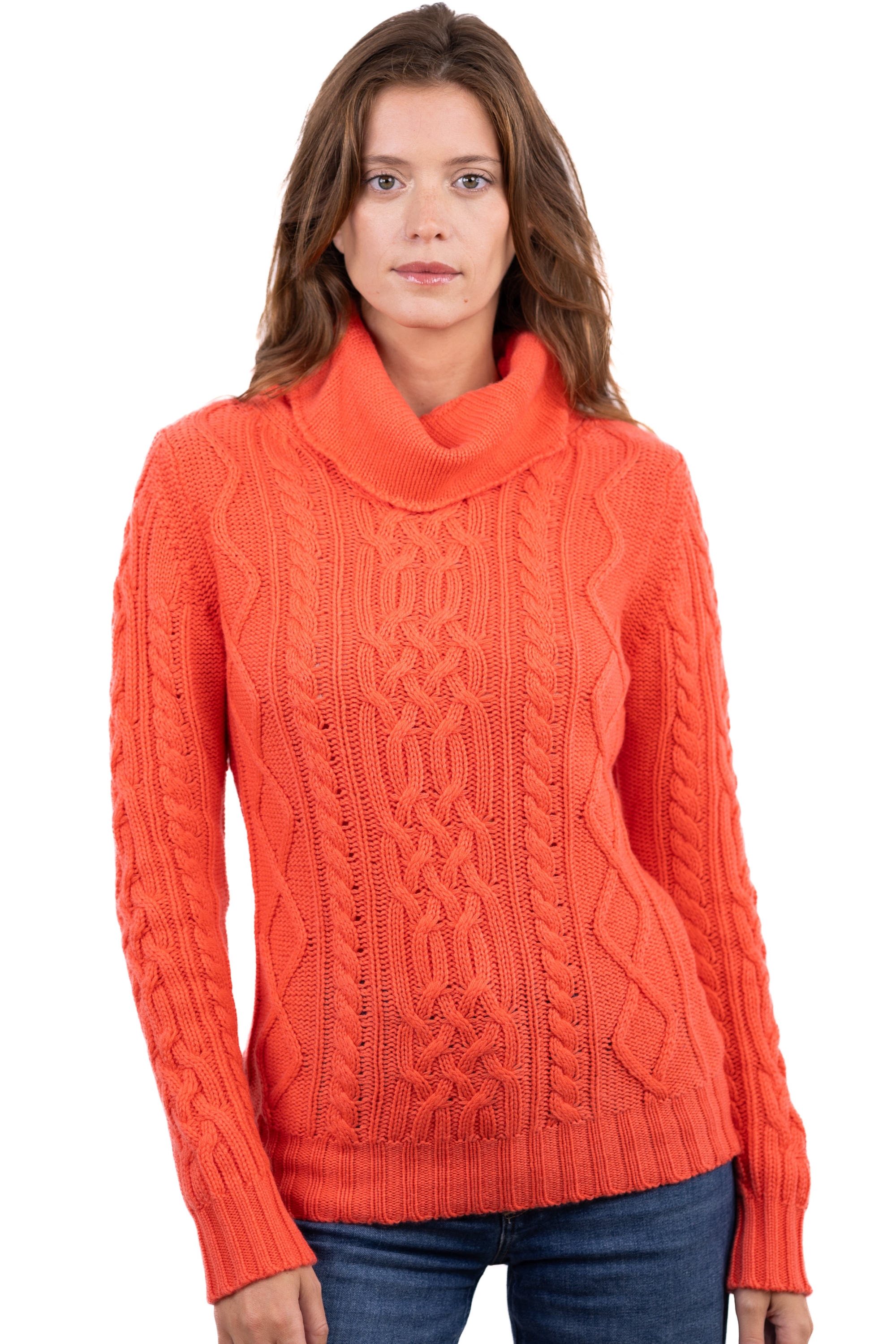 Cachemire pull femme col roule wynona corail lumineux 3xl