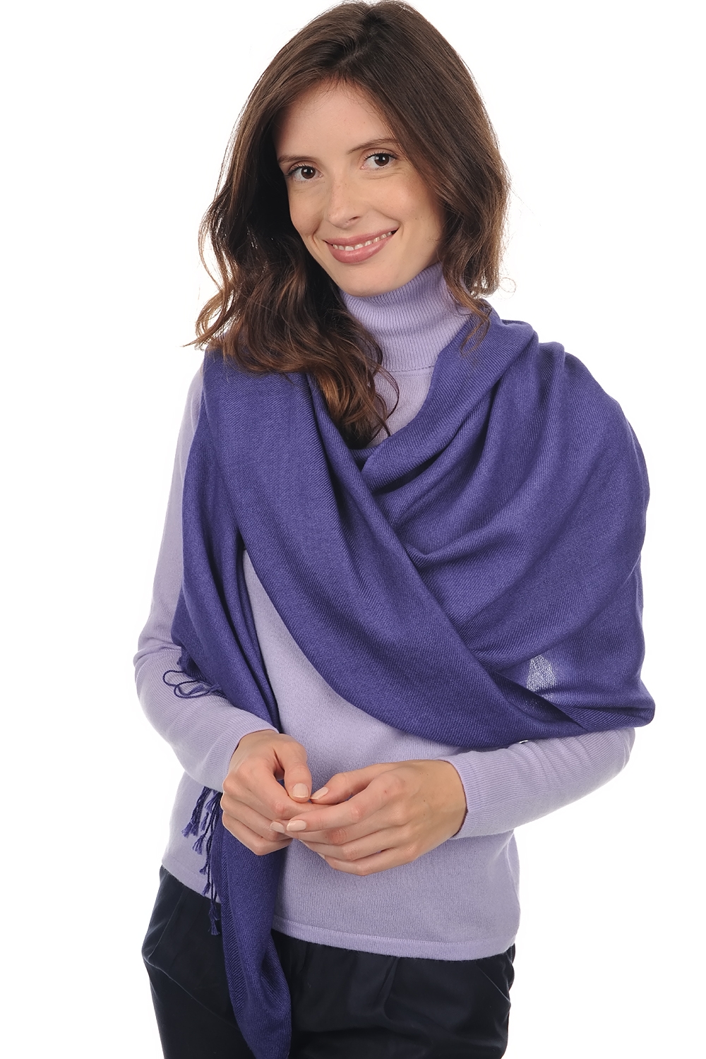 Cachemire pull femme diamant violet bleute 201 cm x 71 cm
