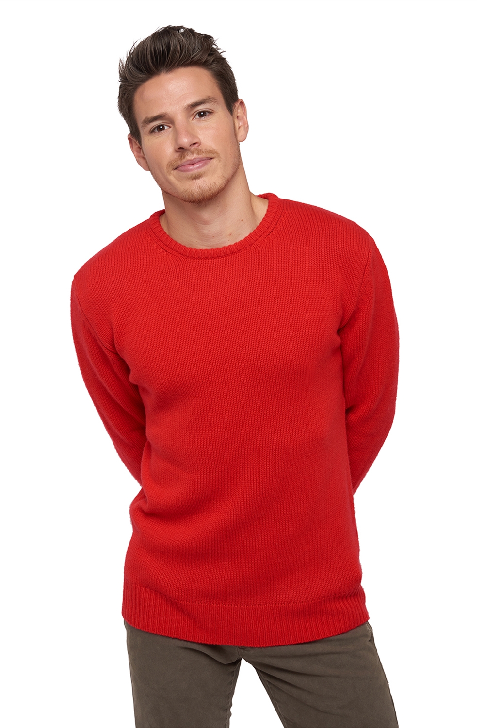 Cachemire pull homme col rond bilal rouge s