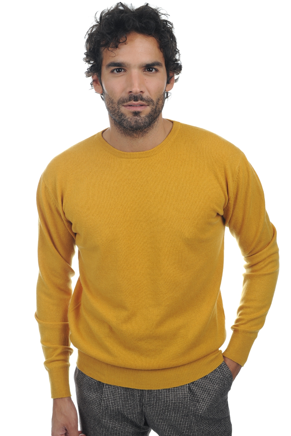 Cachemire pull homme col rond keaton moutarde m