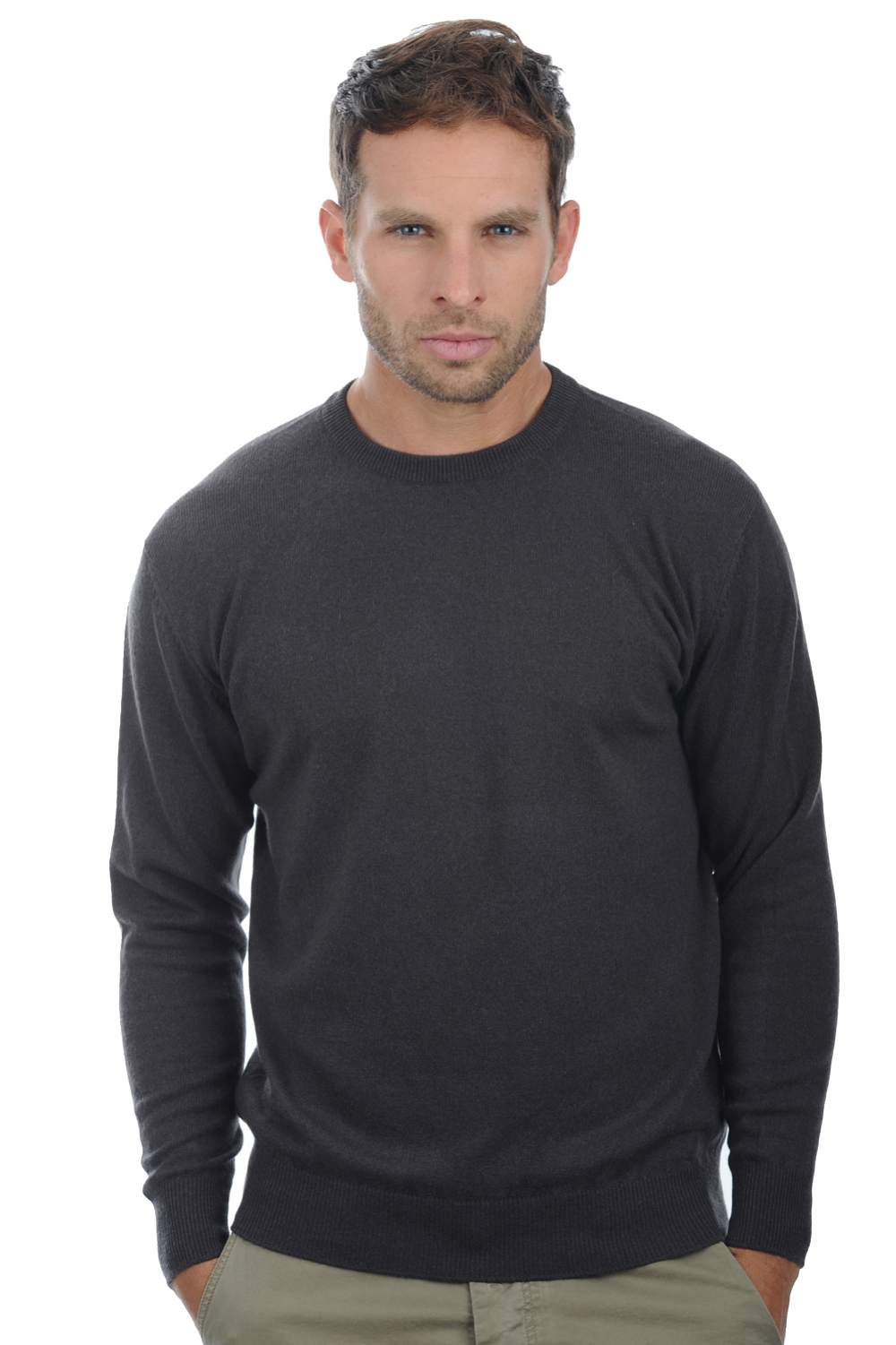 Cachemire pull homme col rond nestor anthracite m