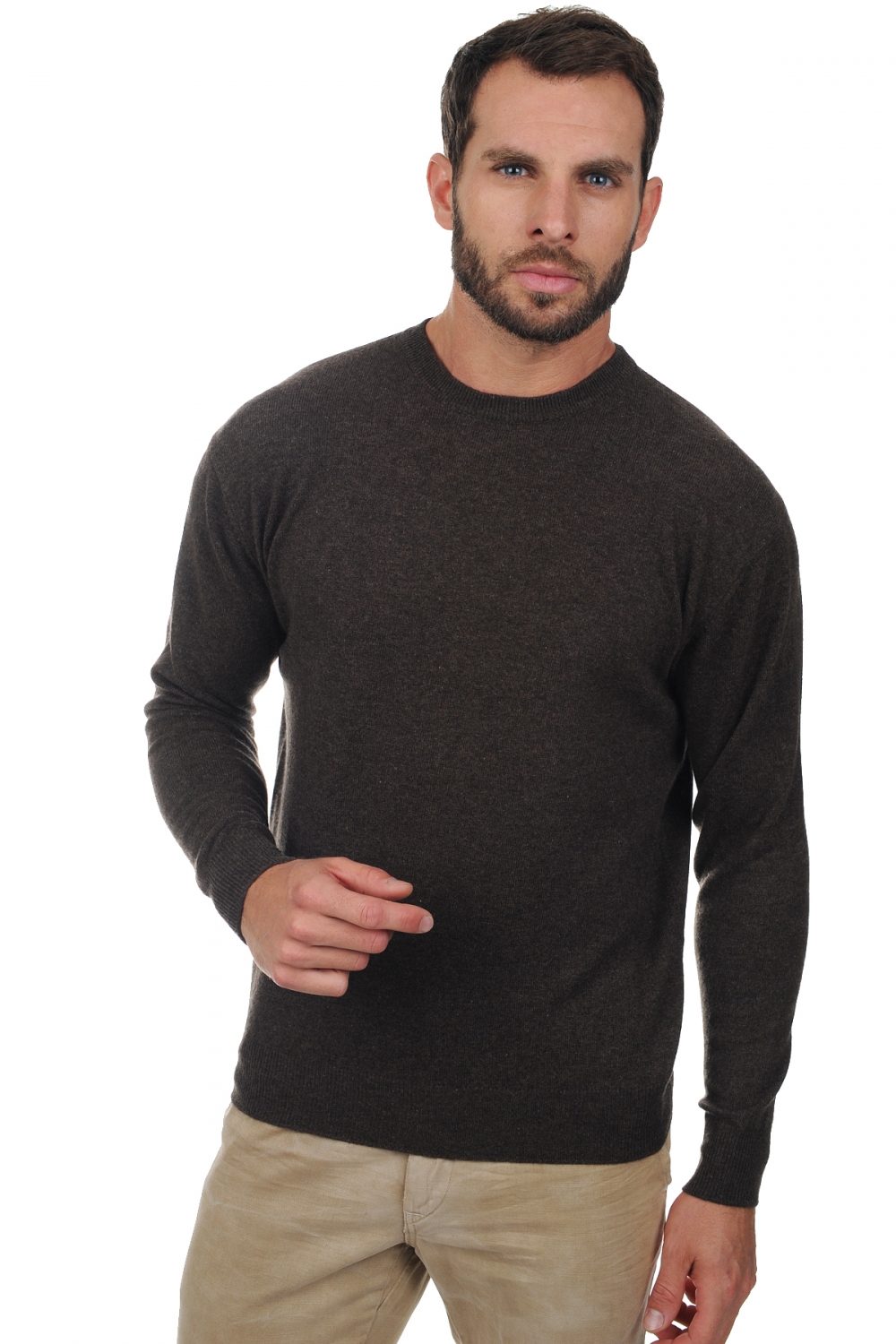 Cachemire pull homme col rond nestor marron chine 3xl