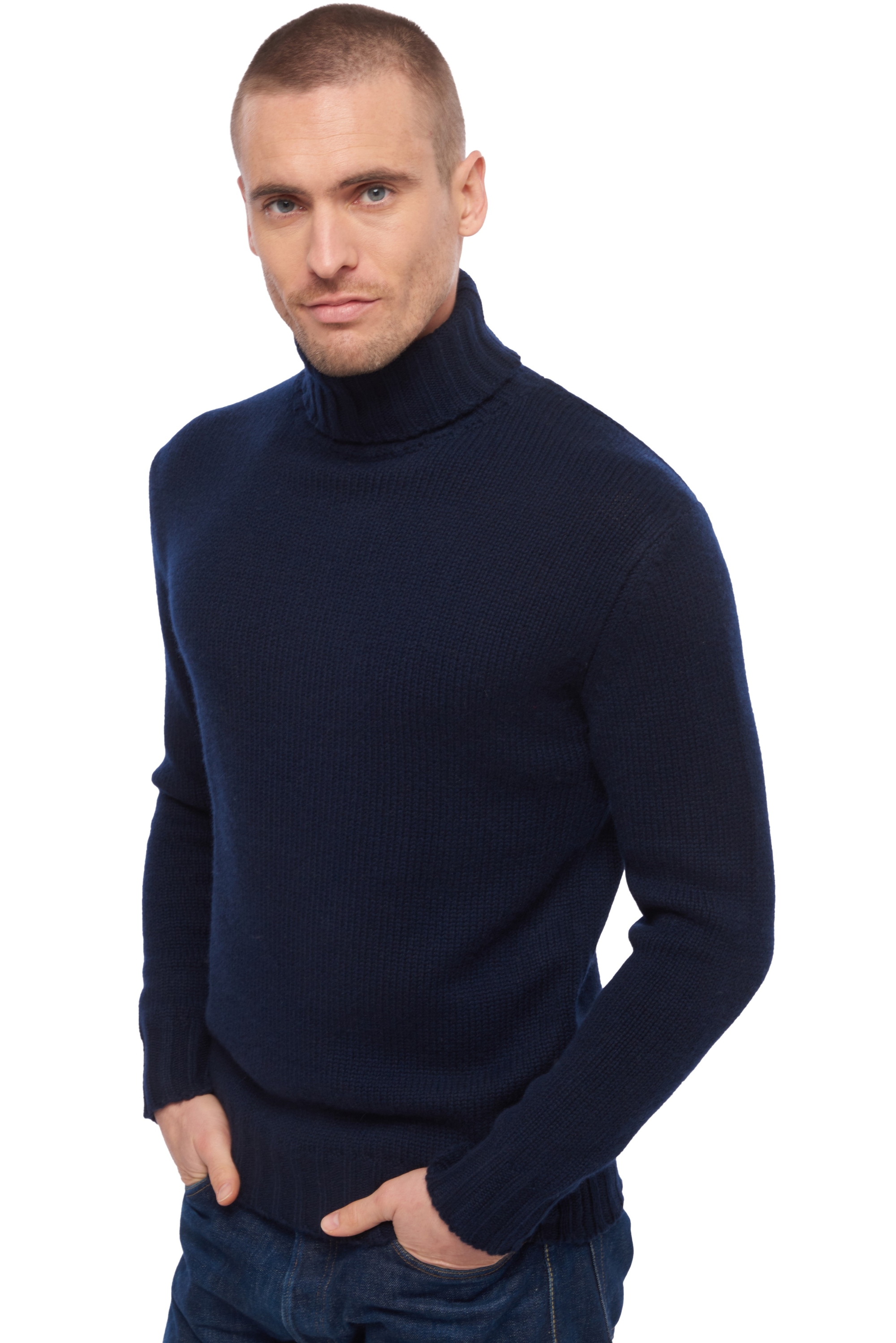 Cachemire pull homme col roule achille marine fonce xs