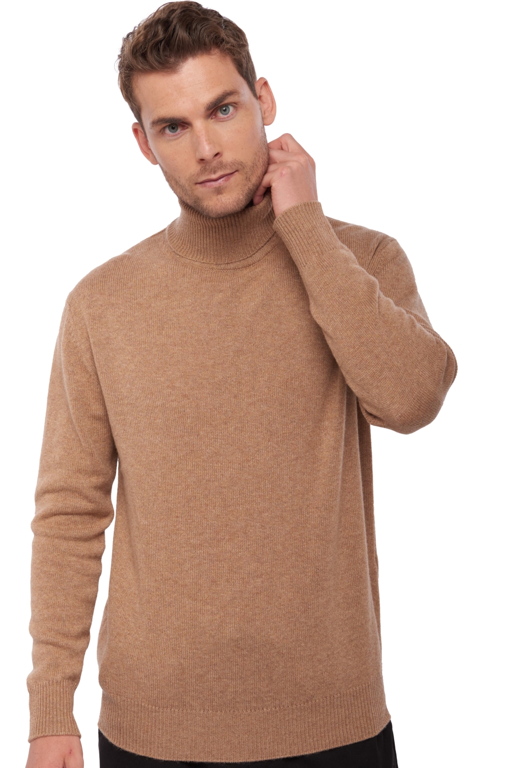Cachemire pull homme col roule edgar 4f camel chine xl