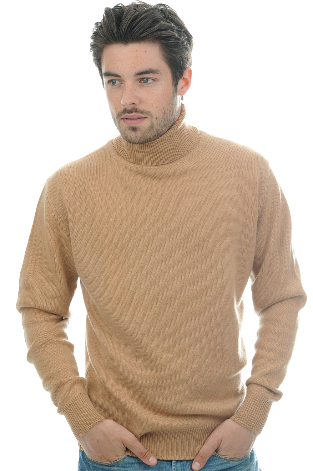 Cachemire pull homme col roule edgar 4f camel xl