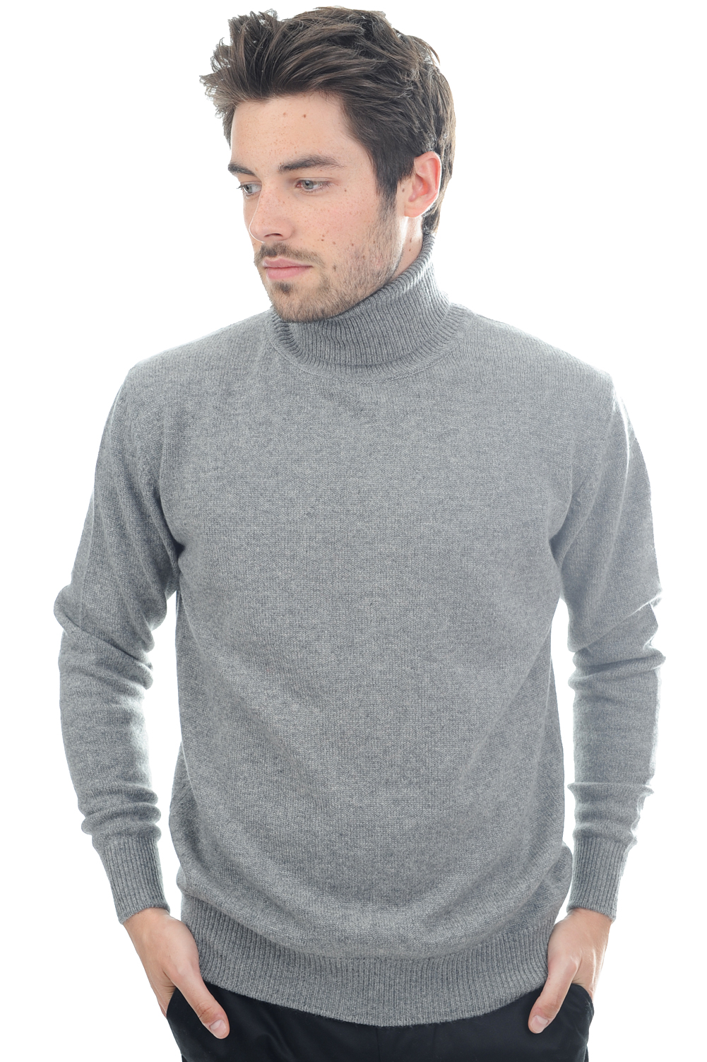 Cachemire pull homme col roule edgar 4f gris chine l