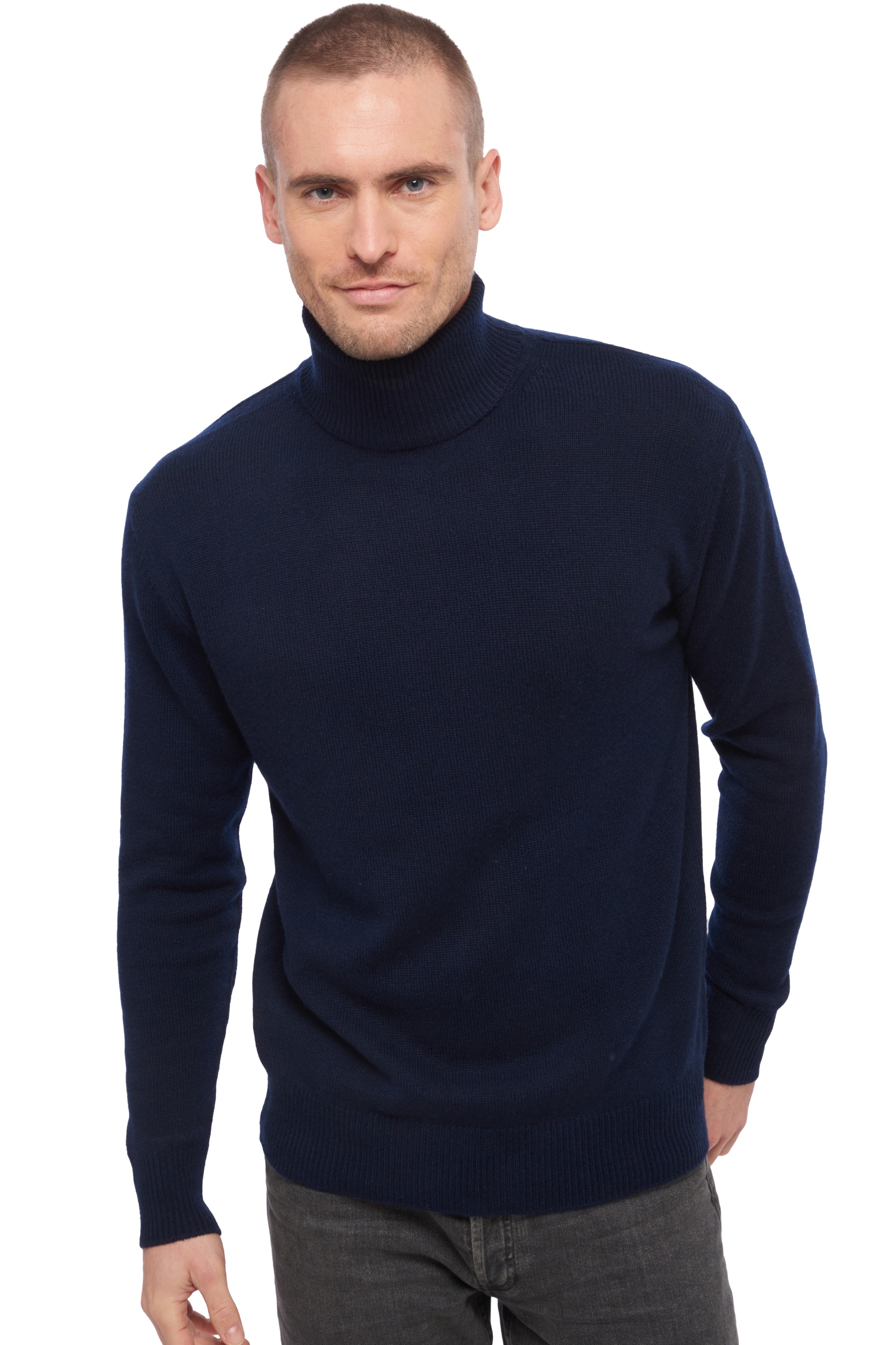 Cachemire pull homme col roule edgar 4f marine fonce xl