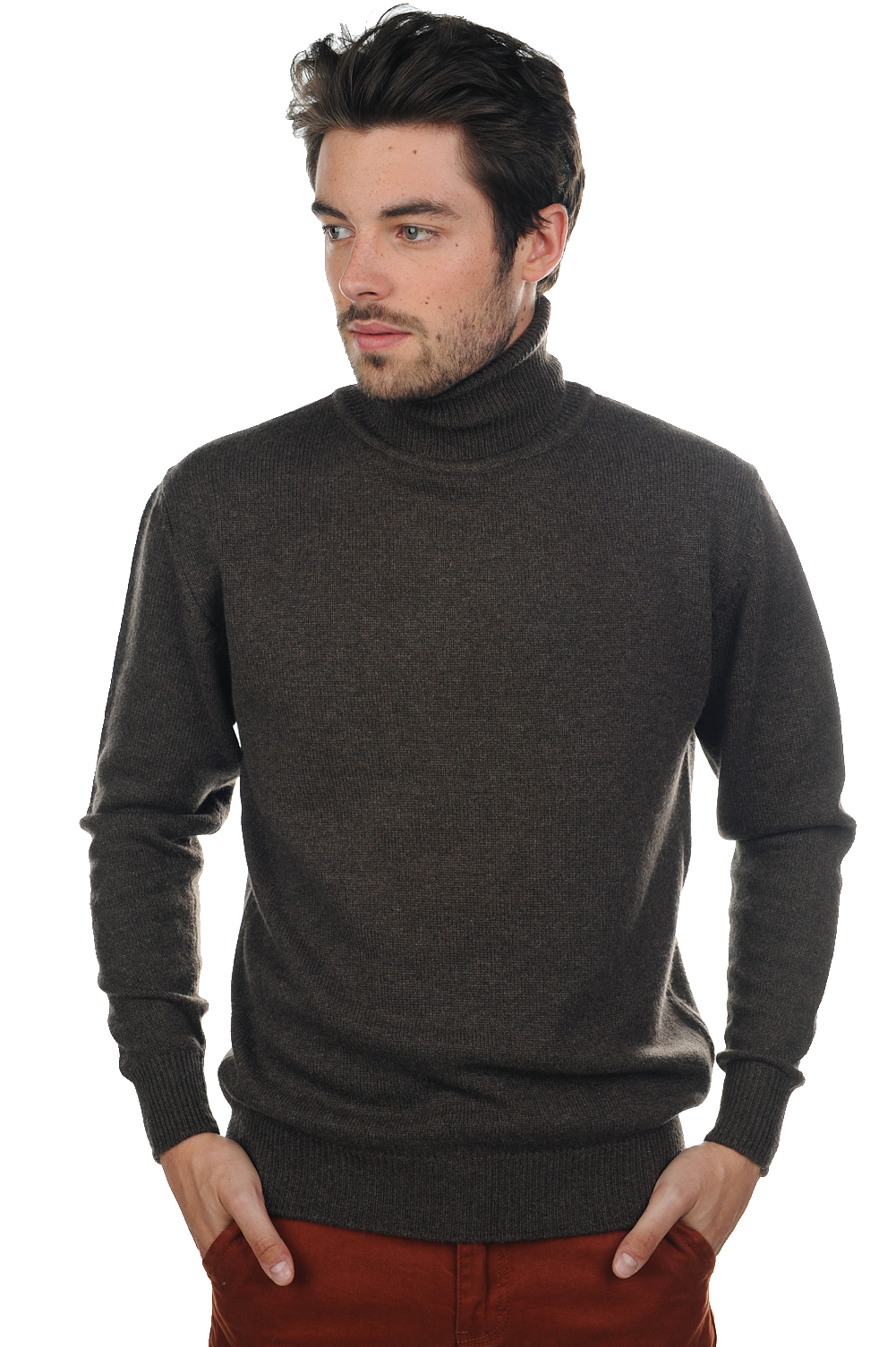 Cachemire pull homme col roule edgar 4f marron chine l