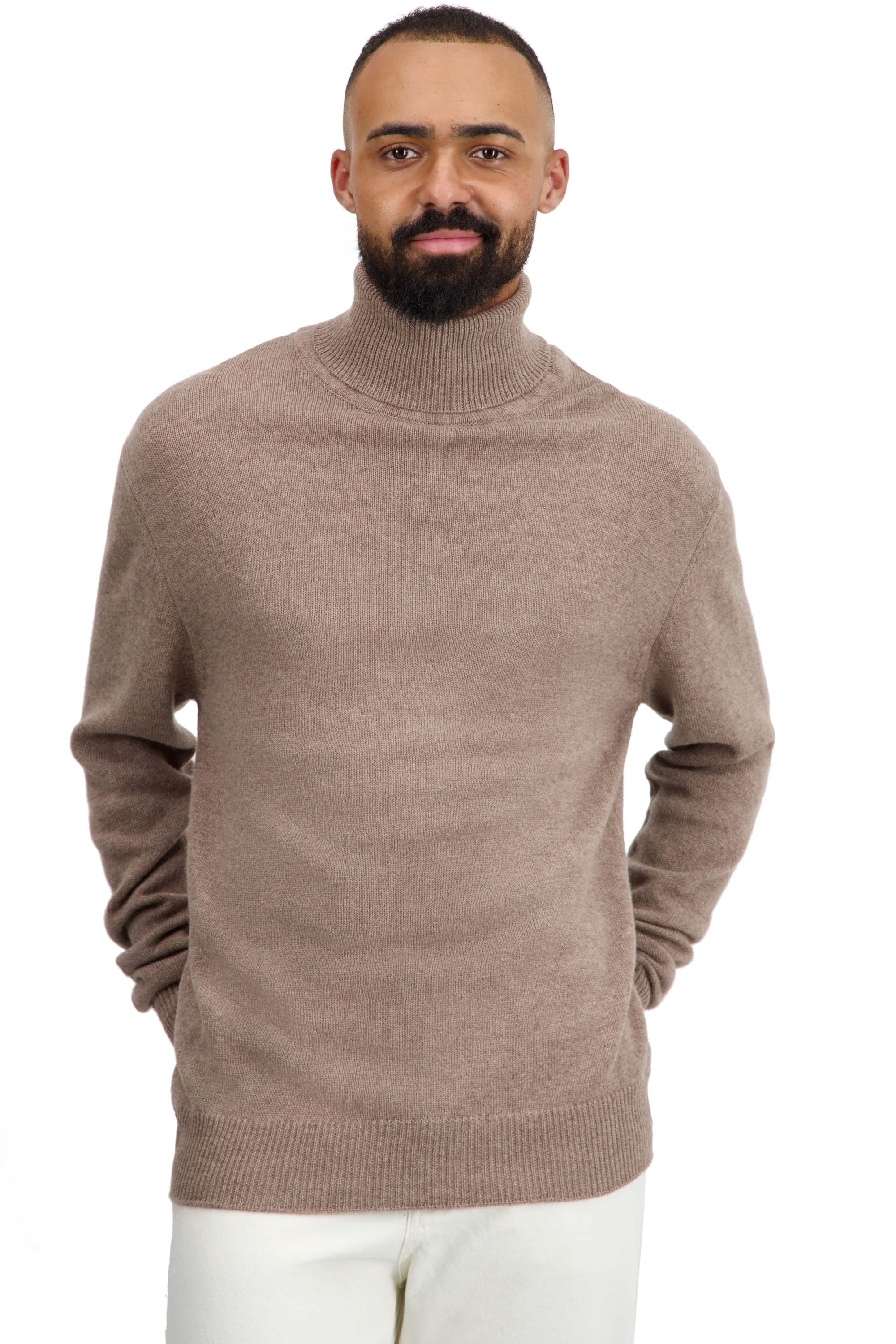 Cachemire pull homme col roule edgar 4f natural terra l
