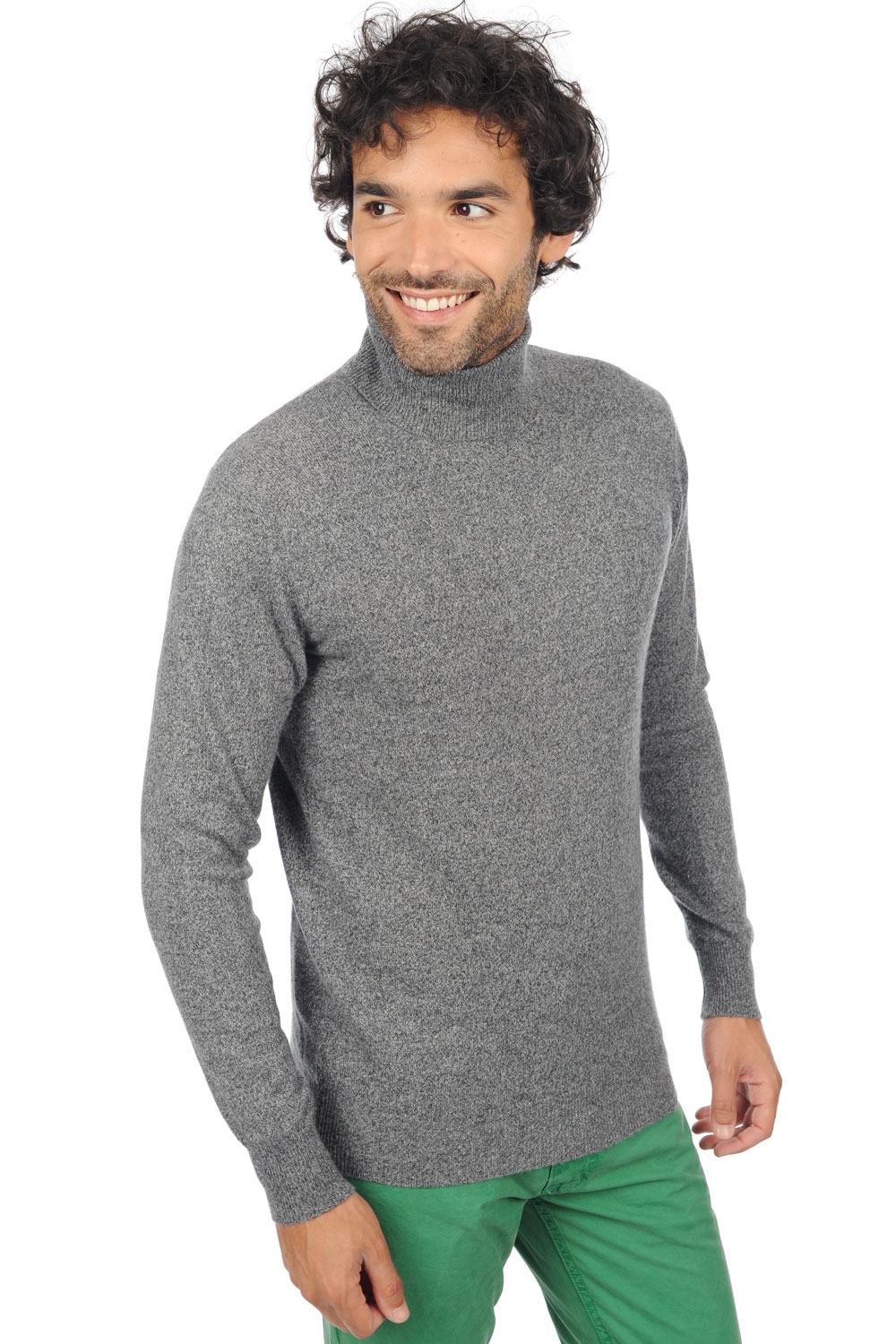 Cachemire pull homme col roule tarry first silver grey m