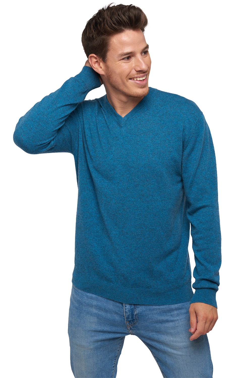 Cachemire pull homme col v gaspard manor blue 4xl