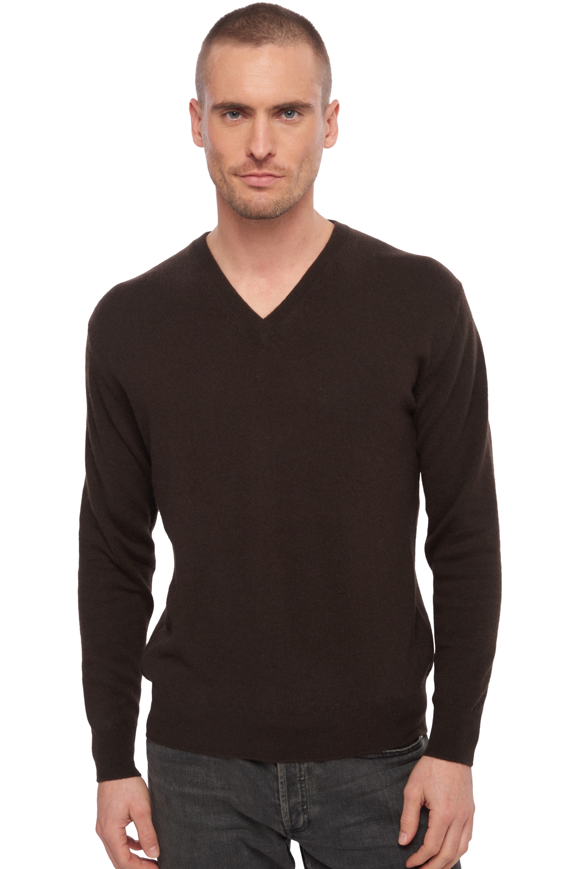 Cachemire pull homme col v hippolyte capuccino 2xl