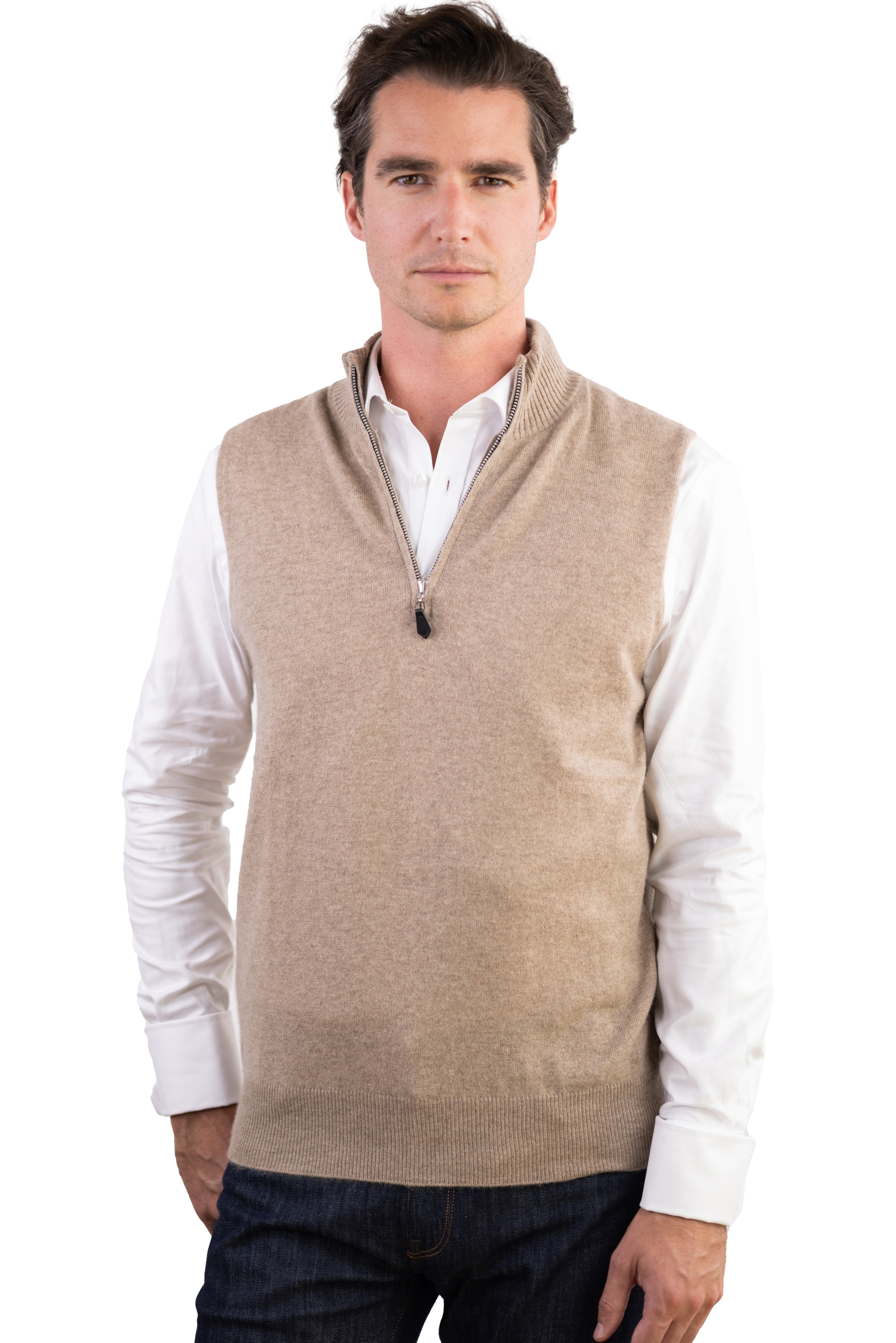 Cachemire pull homme texas natural brown m